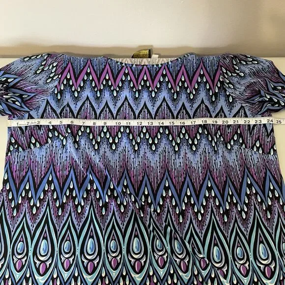 Bob Mackie Wearable Art Long Sleeve Knit Tunic Top 1X Artsy Bell Sleeve - Picture 7 of 10